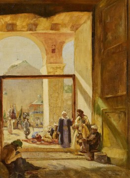  orientalista Pintura - Atrio de la Mezquita Omeya de Damasco Gustav Bauernfeind Judío orientalista